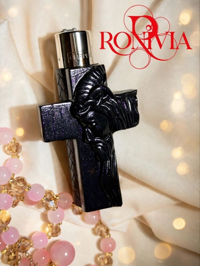 Nocturne Cross – Handcrafted Clipper Lighter Cover